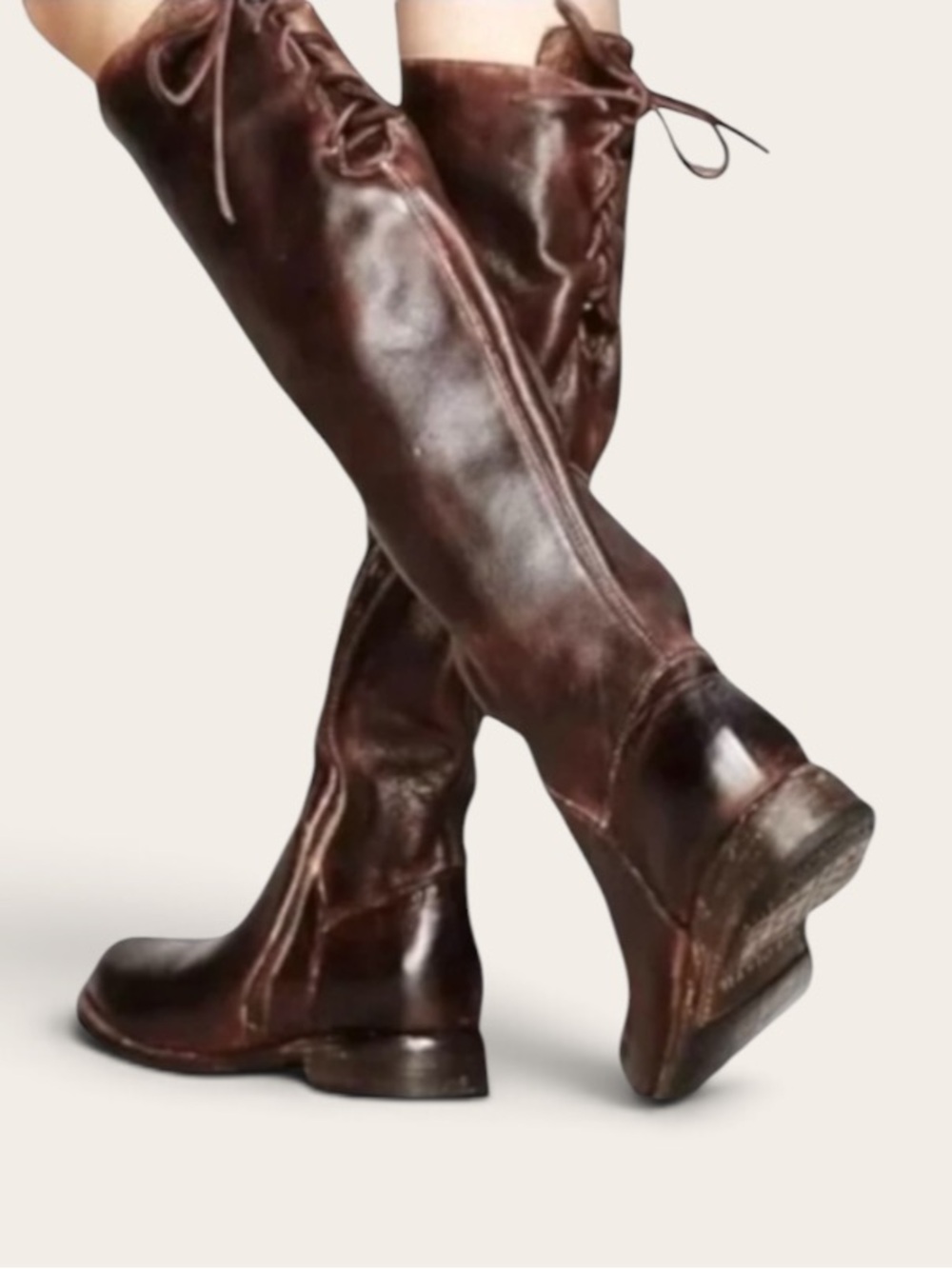 BED STU MANCHESTER LACE BACK DISTRESSED BOOTS SIZE 9